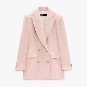 Zara Women's Blush Pink Textured Blazer